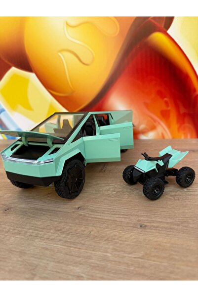 scntoys Diecast Metal Tesla Cybertruck Pickup 1:24 Motorlu Tesla Diecast Araba Sesli Işıklı Açılan Kapılar