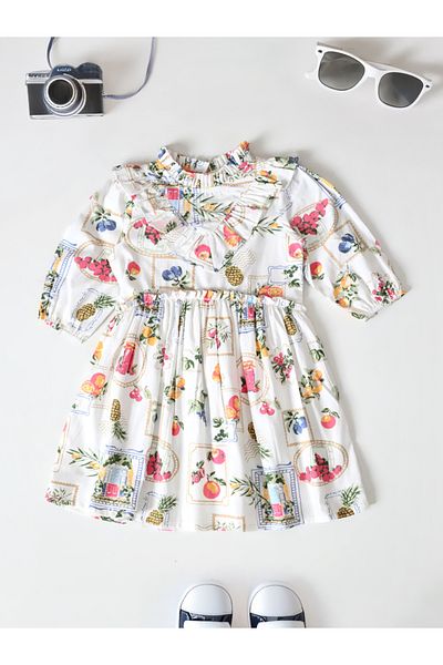 Bella Moda By Styli Floral Print Ruffled Detail Knee-Length Dress