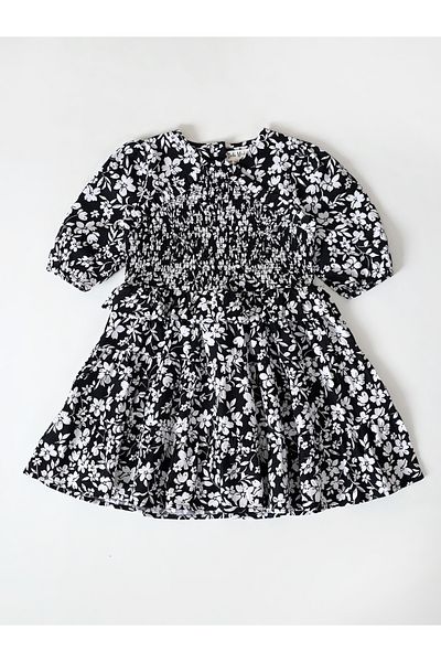 Bella Moda By Styli Floral Print Puff Sleeve Knee-Length Dress