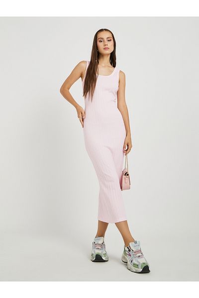 Styli Ribbed Scoop Neck Cami Sheath Midi Dress