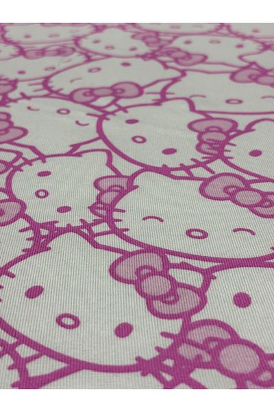 iki iplik Cute Cat Printed Baby Interlock Fabric with Bow 100% Cotton – Width 160 cm