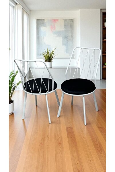 Buketim Mobilya Beyaz Yıldız Metal Tel Sandalye Mutfak Cafe Sandalyesi