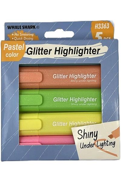 PHINDBOOKS Pastel Glitter Highlighter 5 Color Excellent marking results with glitter & shiny color
