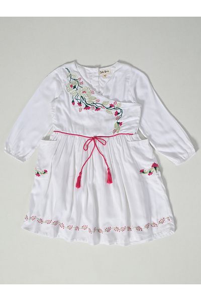 Bella Moda By Styli Floral Embroidered Wrap Knee-Length Dress