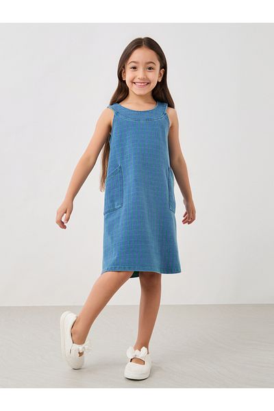 Styli Plaid Pocket Detail Sleeveless Dress