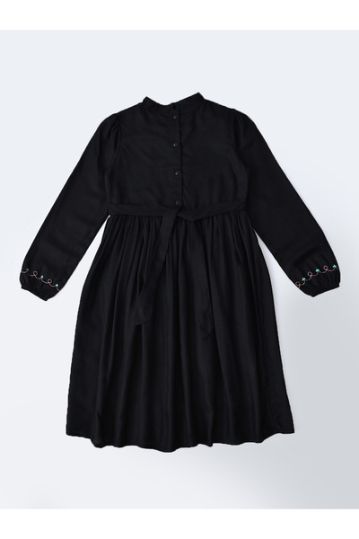 Bella Moda By Styli Embroidered Mandarin Collar Knee-Length Dress