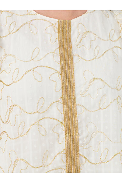 Styli Lace Detail Puff Sleeve Midi Dress