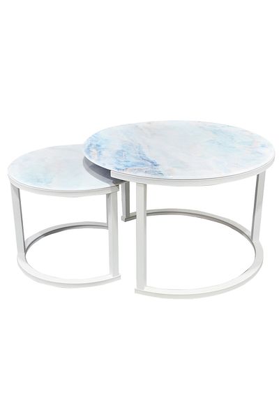 sharpdo Round Coffee Table, Nested Mother and Child End Table, Modern Simple Living Room Sofa Side Table