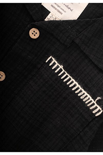 Cigit Handcrafted Detailed Shirt Suit 2-10 Years Black