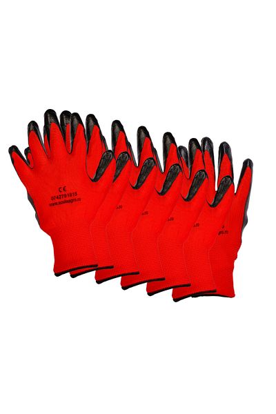 COBI SMART® Pack of 12 pairs of work gloves, COBI SMART®, Latex, Red/Black, no. 10