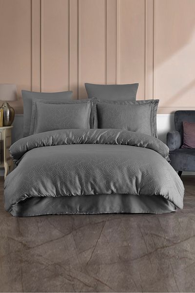 VAROL Σετ Παπλωματοθήκη Liyosel Jacquard King Size - Lienzo Anthracite