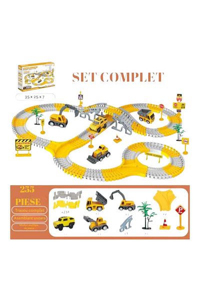 OEM Flexible racing track interactive toy 166 pieces machines, accessories, Yellow, 28x7x23cm 3+