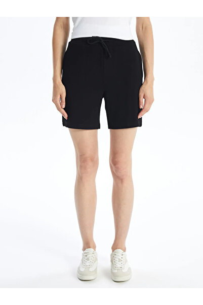 LC Waikiki Lcwaikiki Basic Black Women's Elastic Waist Straight Shorts