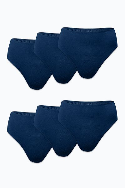 Malabadi Women's Navy Blue 6 Pack Modal High Waist String Thong 6m178