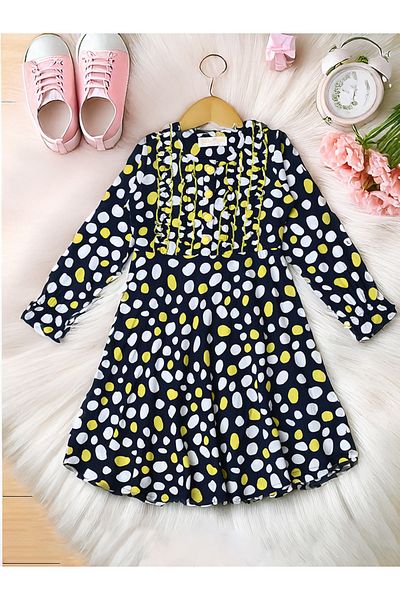 Bella Moda By Styli All-Over Print Ruffle Trim Cotton Dress with Lining