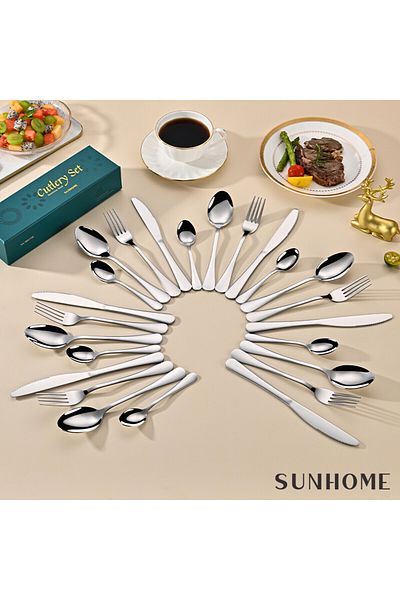 Sunhome 24-Piece Stainless Steel Cutlery Set Silver