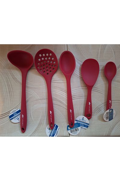 EMPA A V M Ivory Fireproof Non-Stick 5-Piece Spoon Ladle Colander Set