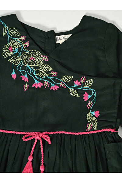 Bella Moda By Styli Floral Embroidered Wrap Knee-Length Dress