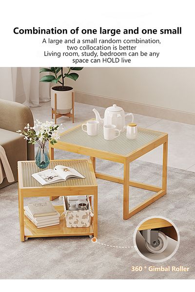 sharpdo Living Room Small Table Changhong Glass Mother-And-Child Combination Tea Table 60*60*47&50*50*38CM