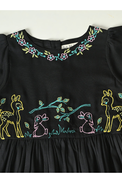 Bella Moda By Styli Embroidered Ruffled Sleeve Knee-Length Dress