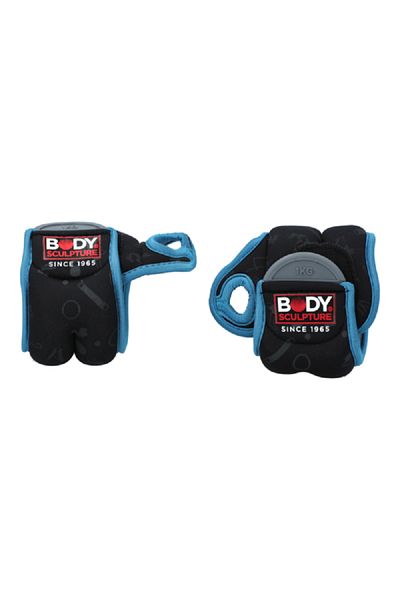 BODY SCULPTURE 2-Piece Velcro Closure Neoprene Wrist Weight Black and Blue 2kg