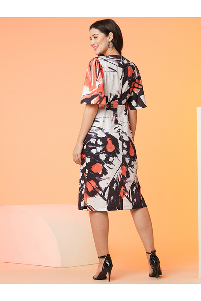 Globus By Styli Women Abstract Print Cut Out Sheath Midi Dress