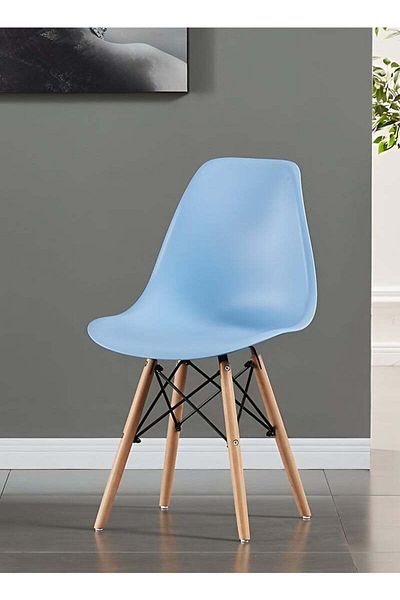 Taimi Modern Style Plastic Dining Chair Mid Century Modern DSW Chair, Shell Lounge ,Light Blue
