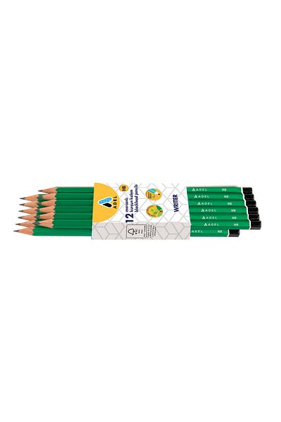 Adel 12-Piece Cornered Coral Pencil, Hb Degree, Easy to Open, Durable Body, Assorted Colors