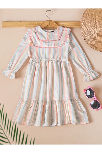 Bella Moda By Styli Striped Tiered Knee-Length Dress