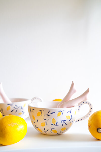 Aylin Ercan Home El Yapımı & El Boyaması Hediyelik Limonlu Bahçe Seramik Kahv...