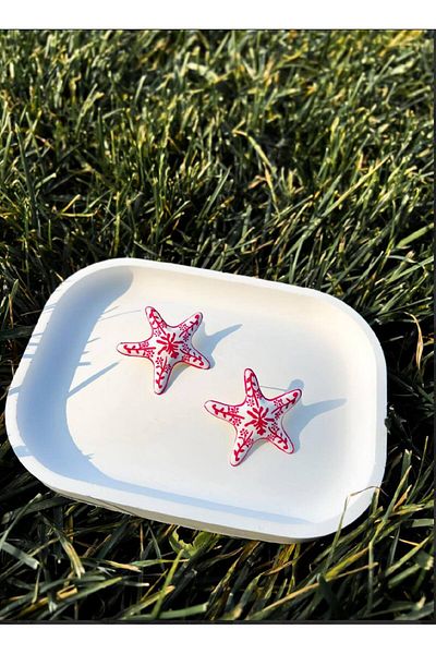 Lune Dor Accessories Brand Ceramic Starfish Earrings