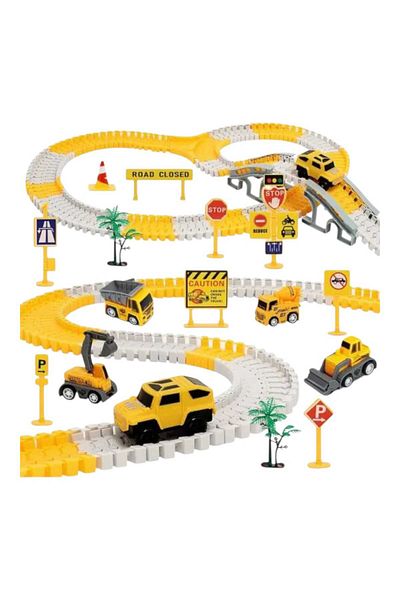 OEM Flexible racing track interactive toy 166 pieces machines, accessories, Yellow, 28x7x23cm 3+
