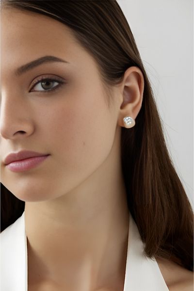 NARRU Handmade NARRU earrings, square, 1.2 mm, brown and gold, Xeni