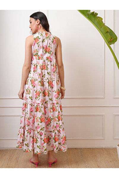 Vishudh By Styli Women Floral Print Sleeveless Tiered Maxi Dress