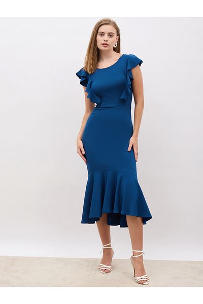 Styli Ruffled Mermaid Hem Bodycon Midi Dress