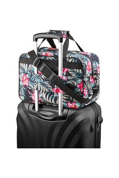 zagatto Geantă de mână pentru avion 20L, neagră cu flori, dimensiuni sub scaun 40x20x25 cm, ZG827