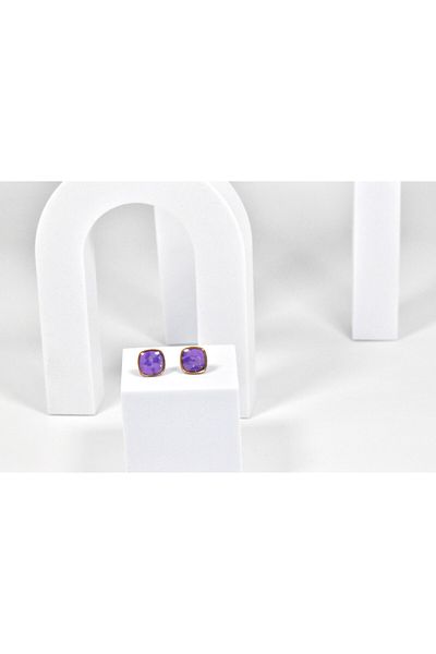 NARRU Handmade NARRU earrings, square, 1.2 mm, lilac and gold, Xeni