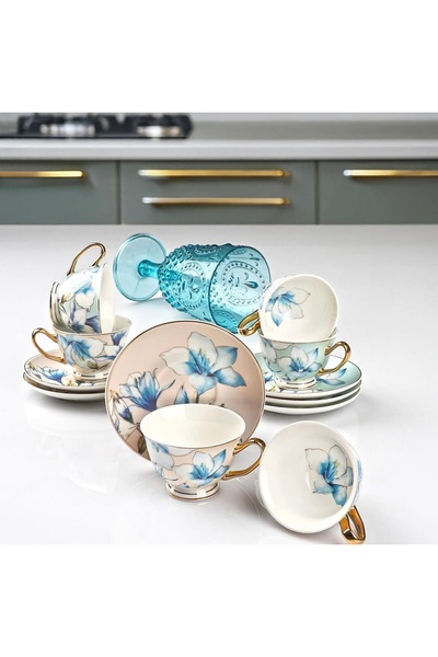 Kosova Çırağan Home Özel Tasarım Mix Çiçekli Kahve Fincan Takımı