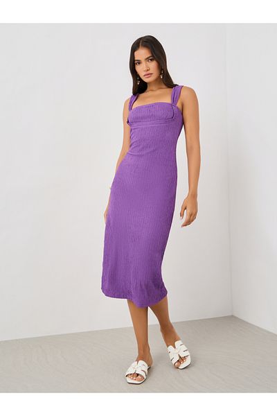 Styli Solid Strappy Bodycon Midi Dress