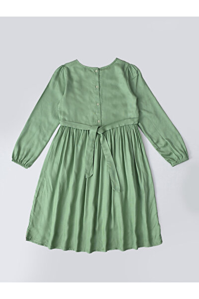 Bella Moda By Styli Embroidered Notch Neck Knee-Length Dress