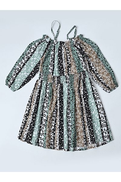 Bella Moda By Styli All-Over Print Cotton Dress with Smocked Waist