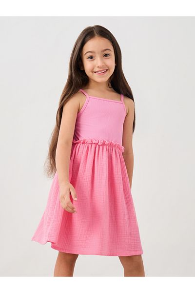 Styli Girls Textured Square Neck Strappy Dress