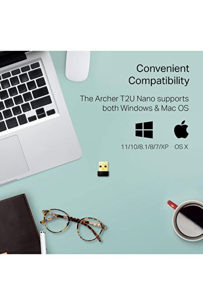 TP-LINK Archer T2U Nano USB 2.0 Mini AC600 Dual‑Band WiFi Adapter (2.4/5 GHz)