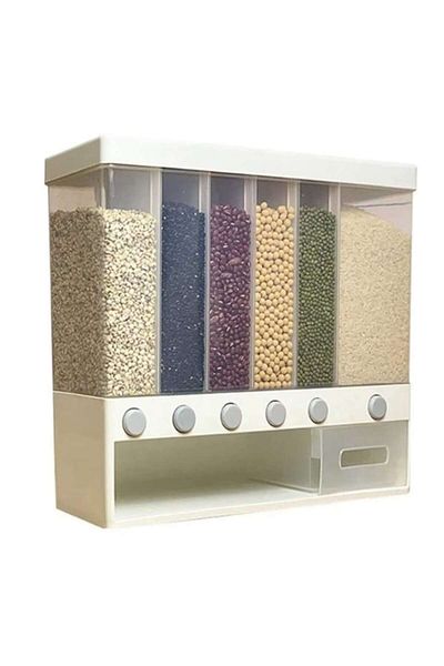 Rovitech Dispenser, storage dispenser for cereals, groats, seeds, rice, 6 compartments