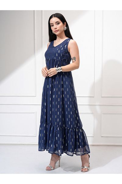 Vishudh By Styli Women Ethnic Motifs Pattern V Neck A-Line Maxi Dress
