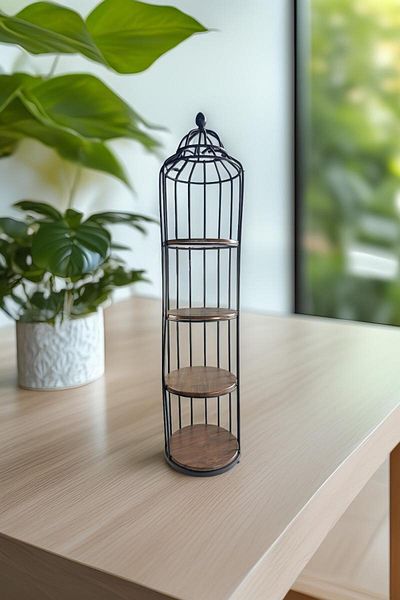 you are my gift Etajera decorativa "Cage Loft" – metal si MDF, individual, 170x32x32 cm