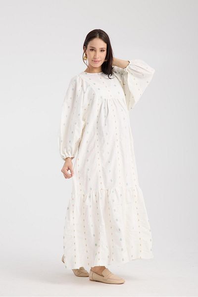 Işşıl Işşil 34548-Appliqued Brode Oversize Maternity Clothing Dress