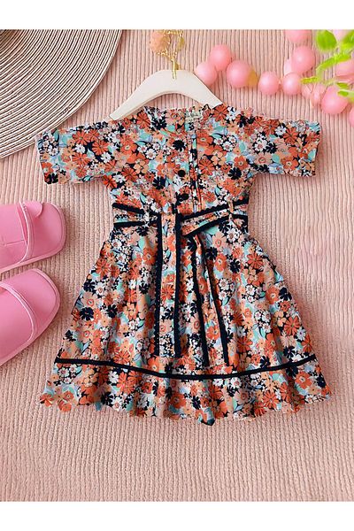 Bella Moda By Styli All-Over Print Short Sleeve Cotton Dress