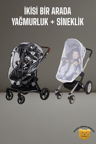 Tois Baby 2 in 1 Zippered Phthalate-Free Baby Stroller Raincoat + Baby Stroller Fly Screen
