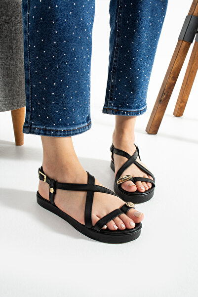 STOCON Maria Women's Gold Ring Detailed Daily Sandals Summer Sandals Stc1119